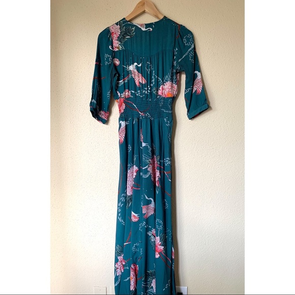 Jaase Bsynthe Crane Floral Green Maxi Dress XS - Picture 9 of 10